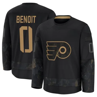 Premium Simon Benoit Black Philadelphia Flyers 2024 Military Appreciation Practice Jersey - Youth