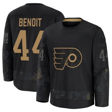 Premium Simon Benoit Black Philadelphia Flyers 2024 Military Appreciation Practice Jersey - Youth